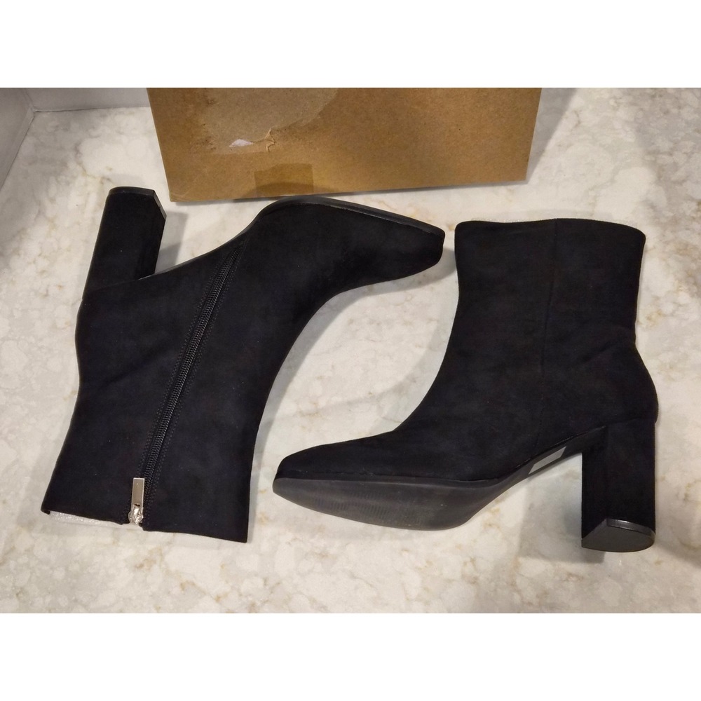 Elisabet Tang Womens Black Suede Square Toe Block Heel Ankle Boots TEB392 Sz. 11 - Picture 2 of 7